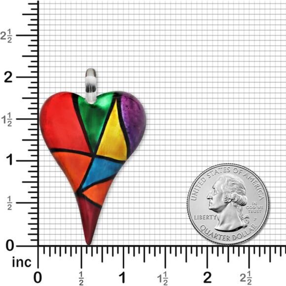 Glass Heart Necklace for Women - Mosaic Glass Heart Pendant Necklace - Picture 3 of 7